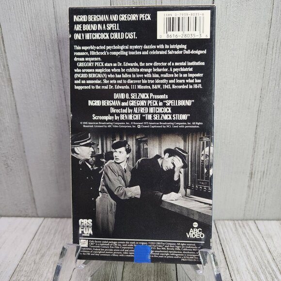 Spellbound VHS Tape 1992 Hitchcock Collection - Ingrid Bergman Gregory Peck - Picture 3 of 4